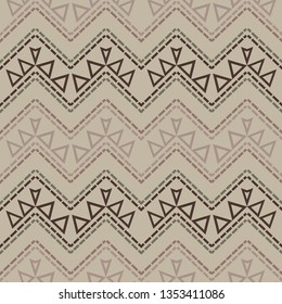 Art seamless pattern. Zigzag. Color - brown, gray. Simple design. Vector geometric background. Can be used for social media, posters, email, print, ads designs.