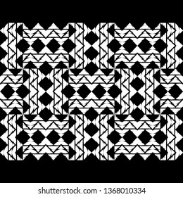 Art seamless pattern. Zigzag.Ethnic print. Color - black and white. Boho. Traditional ornament. Folk motif. Vector geometric background. Can be used for social media, posters, email, print.