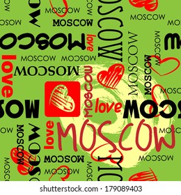 art seamless vector pattern background with word Moscow
