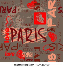 art seamless vector pattern background with word Paris