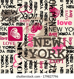 art seamless vector pattern background with word New York