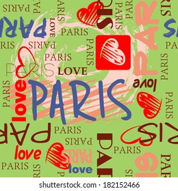 art seamless vector pattern background with word Paris