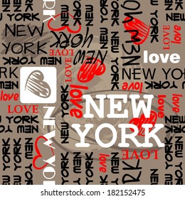 art seamless vector pattern background with word New York