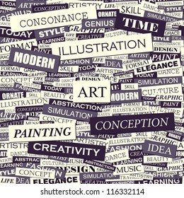 Art. Seamless word collage. Vector illustration.