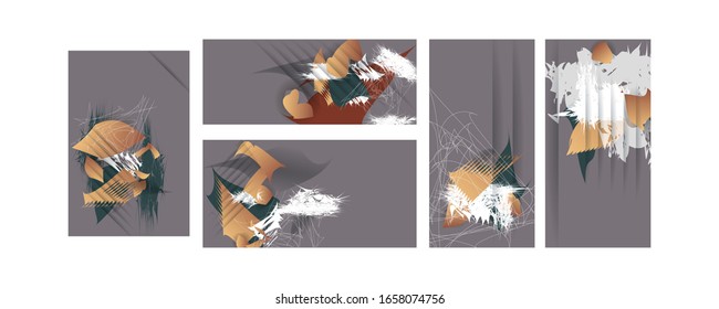 Art set future geometric template bright colorful graphic design covers new colors trendy background