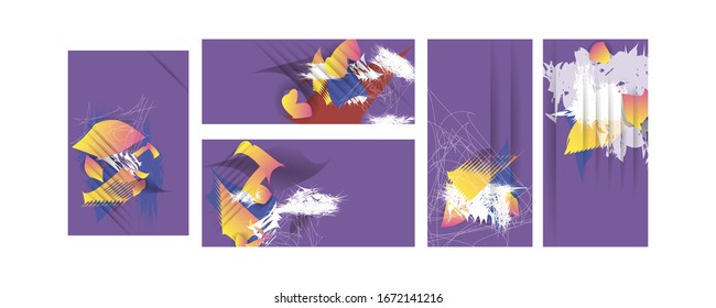 Art set future geometric template bright colorful graphic design covers new colors