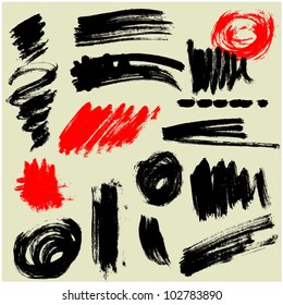 art set of grunge vector brush strokes