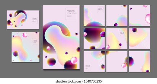 Art set liquid color plasma pastel shades of gentle design background