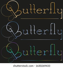 art set minimal black geometric logo of butterfly and gold lettering