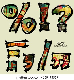 art set of stylized sketch alphabet in vector, rainbow font