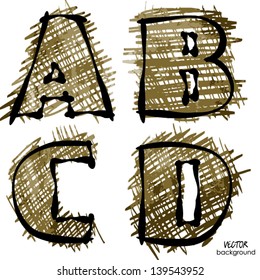 art set of stylized sketch alphabet in vector; grey and silver font