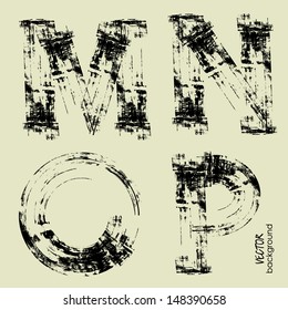 art set of stylized sketch alphabet in vector, grunge font 