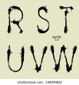 art set of stylized sketch alphabet in vector, grunge slim font 