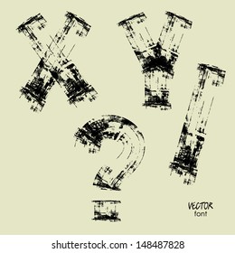 art set of stylized sketch alphabet in vector, grunge font 