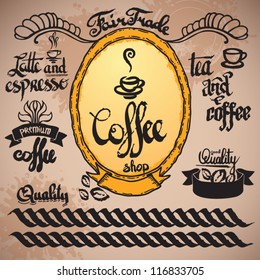 art set of vintage retro coffee labels