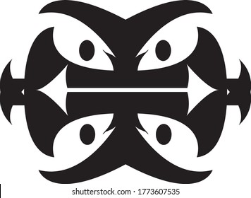 Art shaped face with a sharp gaze