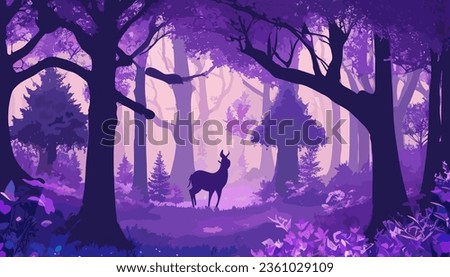 Art, Shine, Light, Forest, Glow, Deer Vector illustration