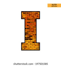 art simple alphabet in vector, simple golden font with geometric tiled pattern, letter I