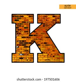 art simple alphabet in vector, simple golden font with geometric tiled pattern, letter K