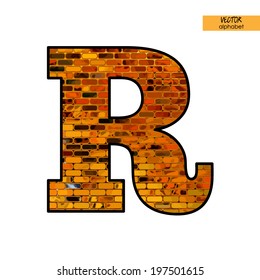 art simple alphabet in vector, simple golden font with geometric tiled pattern, letter R