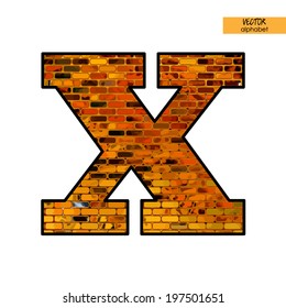art simple alphabet in vector, simple golden font with geometric tiled pattern, letter X