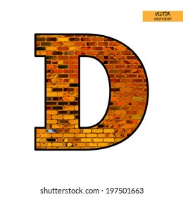 art simple alphabet in vector, simple golden font with geometric tiled pattern, letter D