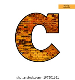 art simple alphabet in vector, simple golden font with geometric tiled pattern, letter C