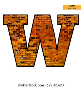 art simple alphabet in vector, simple golden font with geometric tiled pattern, letter W