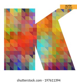 art simple alphabet in vector, rainbow geometric font, letter K