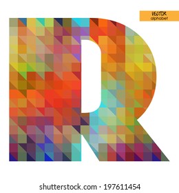 art simple alphabet in vector, rainbow geometric font, letter R