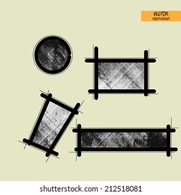 art simple classical alphabet in vector, grungy black and white handmade font, sign point, semicolon and comma, dash and underscore