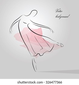 Art sketch of beautiful young ballerina  in ballet dance pose