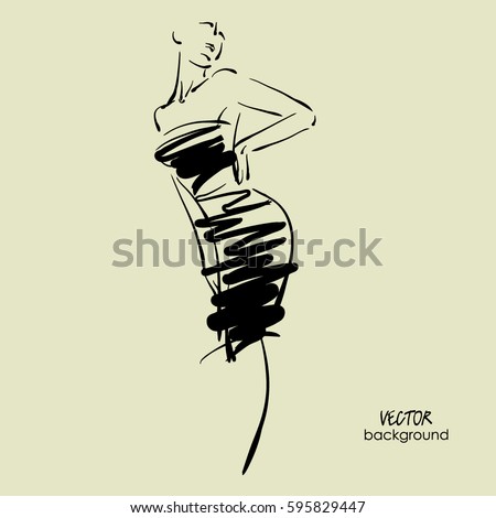 Drawing of Cocktail Dress