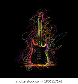 Art sketch guitar design  Vector illustration