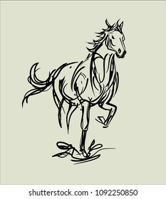 art sketch of running horse,dynamic drawing,hand drawn horse