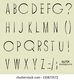 art sketch set of vector character fonts, uppercase symbols