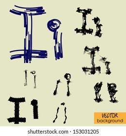 art sketch set of vector character fonts symbols, sign I
