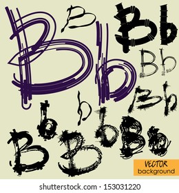 art sketch set of vector character fonts symbols, sign B
