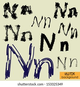 art sketch set of vector character fonts symbols, sign N