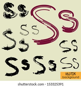 art sketch set of vector character fonts symbols, sign S