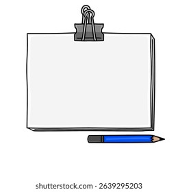 Art sketchbook mockup blank paper and drawing pencil hand drawn vector illustration. Notepad and writing tool