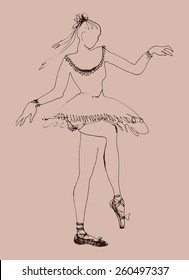 art sketched  ballerina with tutu in ballet dance 