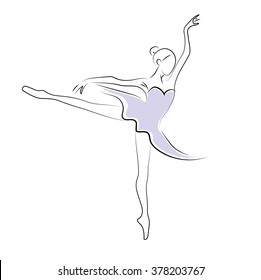 Art sketched beautiful  ballerina in ballet pose.