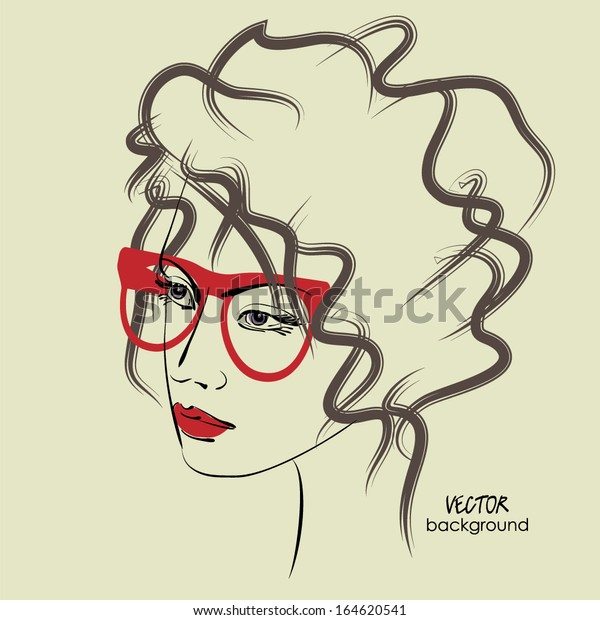 Art Sketched Beautiful Girl Face Profile Stock Vector