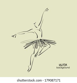 art sketched beautiful young ballerina in ballet pose. Vector.