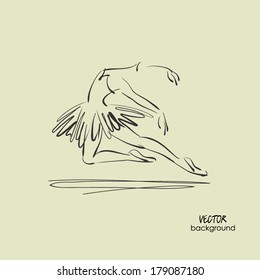 art sketched beautiful young ballerina in ballet pose. Vector.