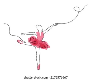 art sketched beautiful young ballerina with tutu in pose of dance. Vector illustration