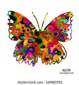 art sketched colorful butterfly symbols in vector