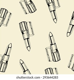 art sketched lipstick seamless pattern