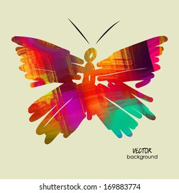 art sketched rainbow butterfly symbols in vector
